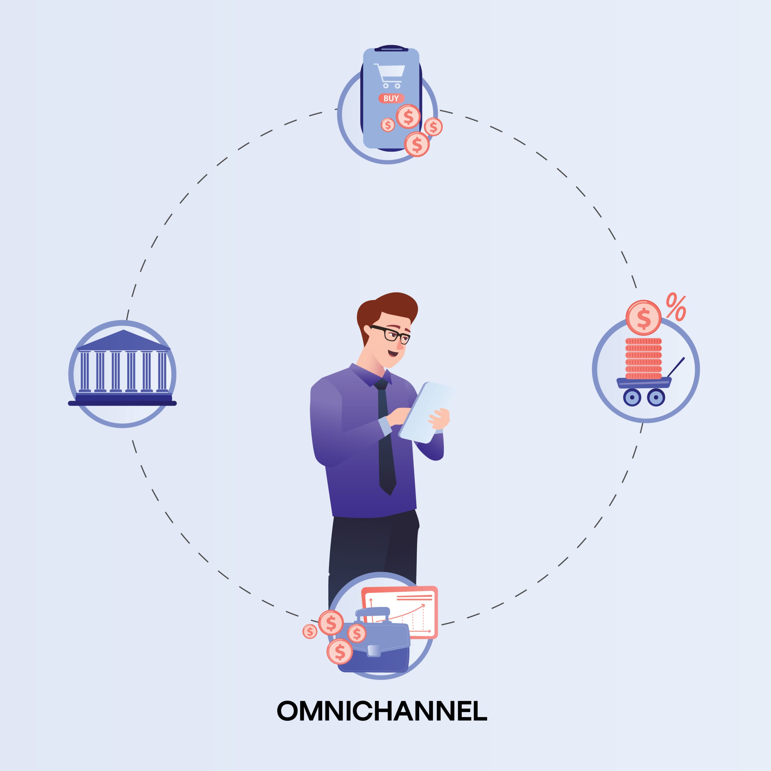 Illustration of omnichannel experience in banking"